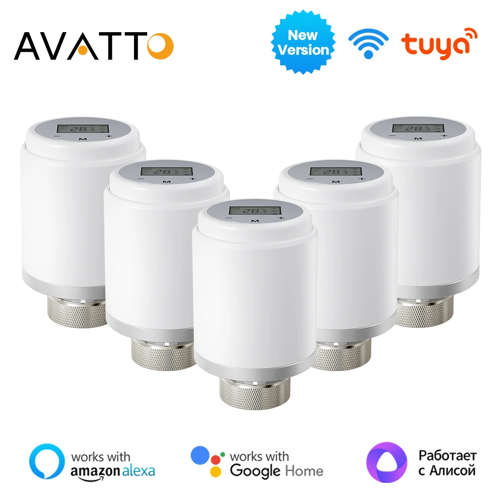 

AVATTO Tuya WiFi Smart Thermostat，TRV Thermostatic Radiator Valve Actuator Temperature Controller Works Alexa,Google Home,Alice