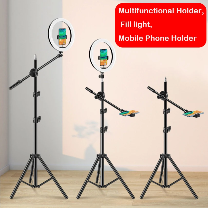 26CM Led Video Ring Light Photography Circle Fill Lighting Camera Photo Studio Phone Selfie Lamp With Tripod Stand Boom Arm