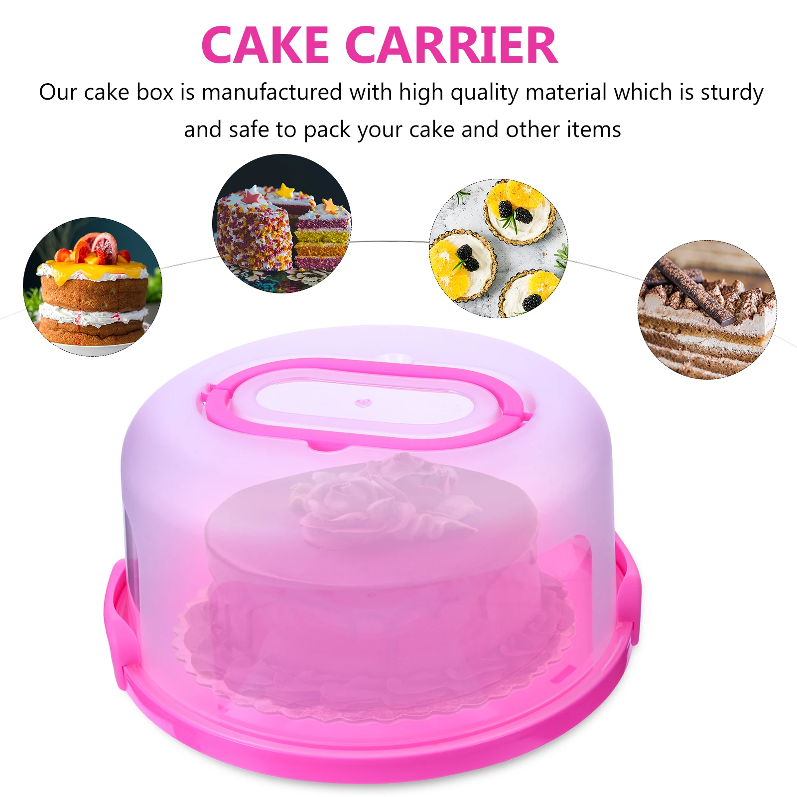 

Cake Box Lightweight Portable Plastic Container Hygienic Food Protection Reusable Holder Compact Carrier Desserts Packaging