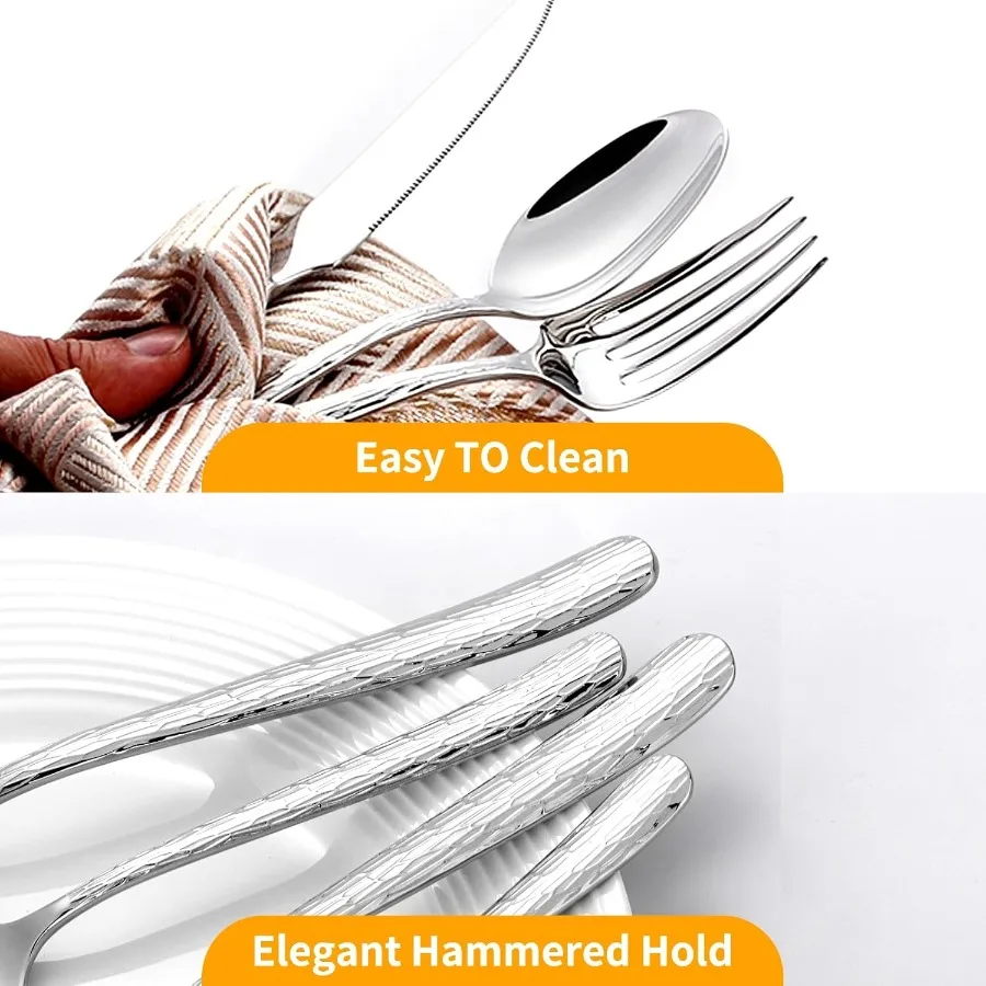 60 Piece Heavy Duty Stainless Steel Silverware Set for 12 Luxury Mirror Polish Cutlery Set Flatware Set for Formal Dining and E