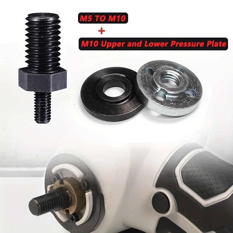 

3pcs M5-M10 Angle Grinder Adapter Kit - Connecting Rod, 2pcs M10 Pressure Plates, for Power Tools