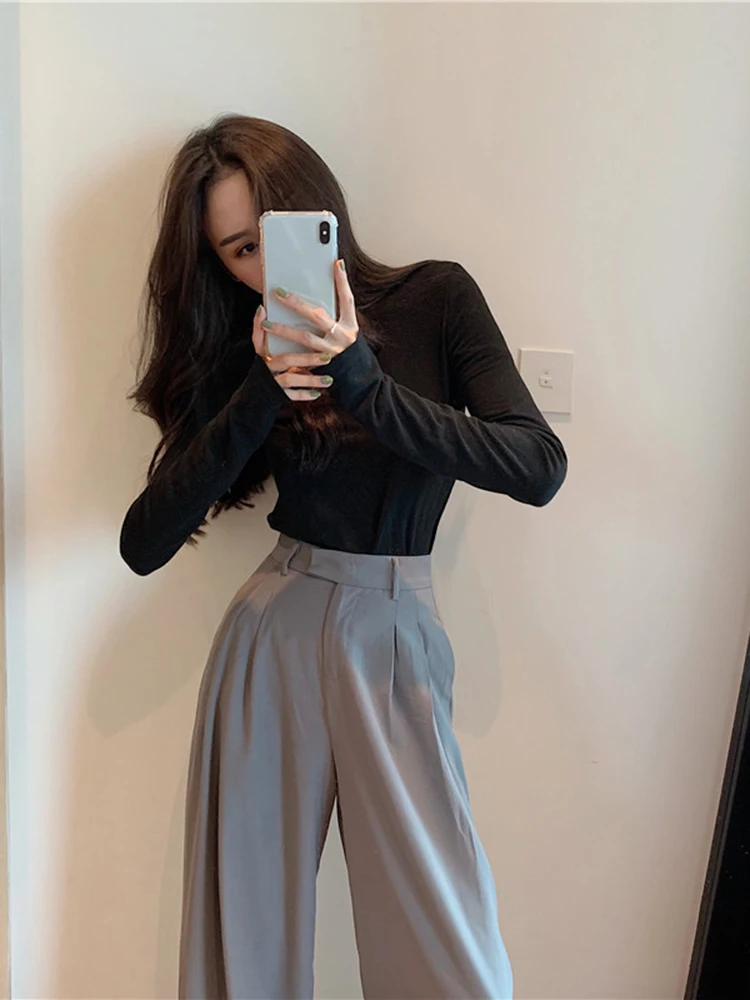 بنطال ذو قصة أرجل واسعة Y2K جلد نسائي شتوي حراري فضفاض قوطي ملابس نوم مبطنة بالصوف وشاحات ثقيلة الوزن بطبقات مزدوجة