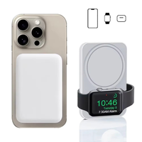 3in1 Wireless Magnetic Power Bank Build in Cable External Spare Battery Portable Fast Charger For Magsafe iPhone Apple Watch