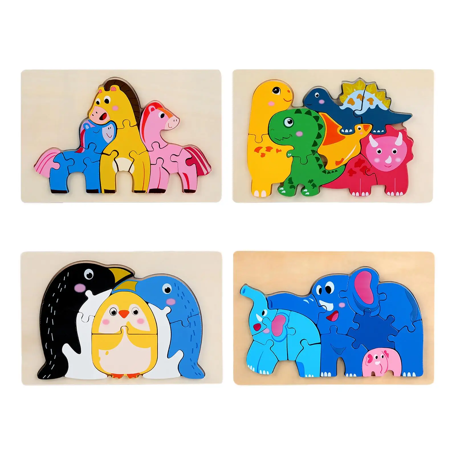 Puzzle en bois Montessori, planche de Puzzle, formes de couleurs, puzzles en forme d'animaux pour