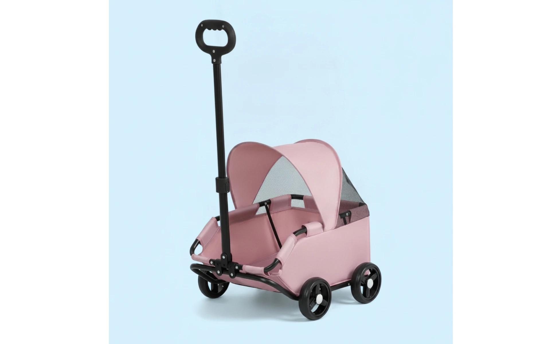 Four-Wheel Pet Stroller Compact Dog Stroller with Canopy Easy-to-Maneuver Roomy for Dogs, Outdoor Walks, Travel