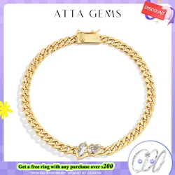 ATTAGEMS 2024 Marquise Pear Excellent Cut 0.9CTW Moissanite Bracelet for Man Women D VVS1 Real S925 Silver Cuba Chain Party Gift