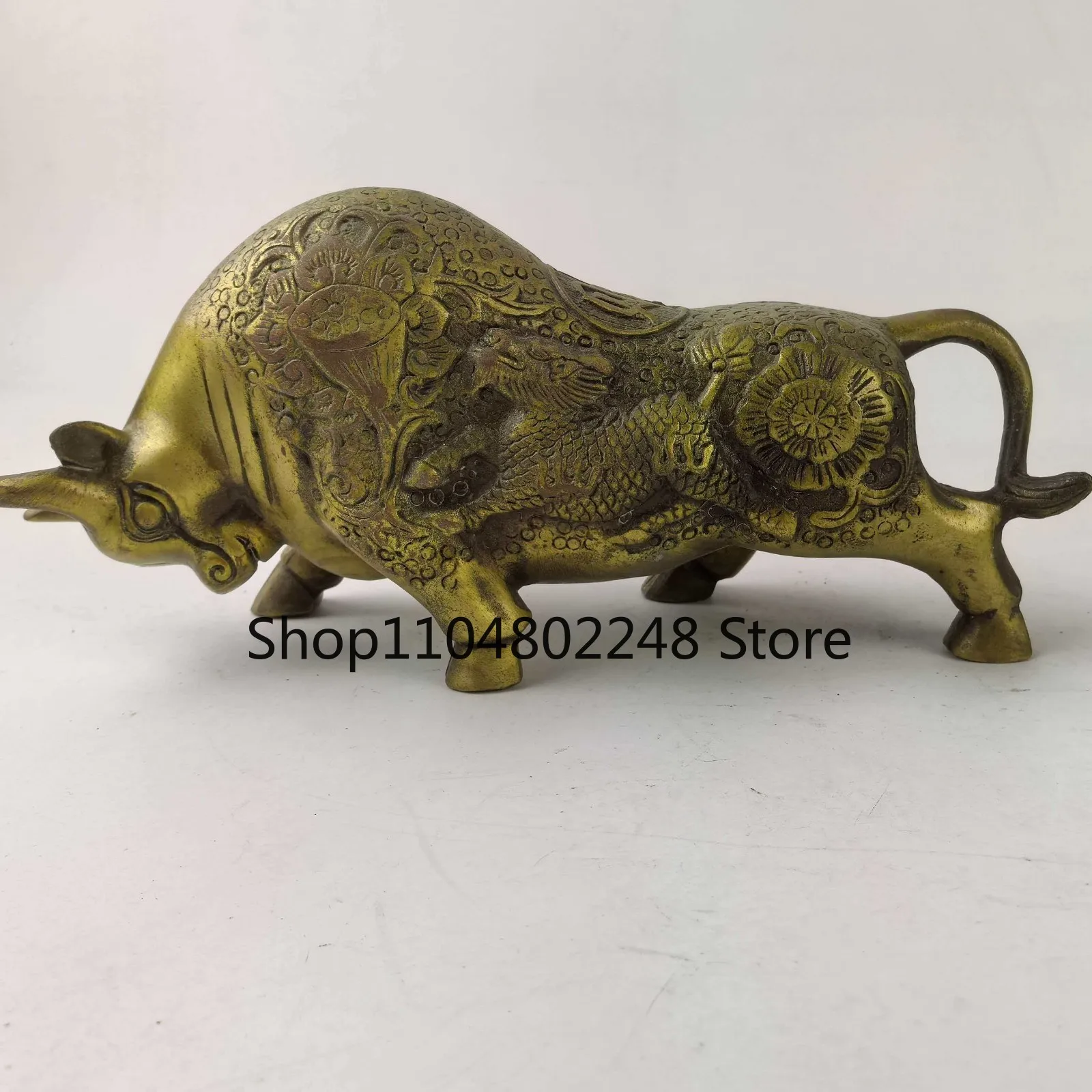 China Old brass ware Come From FOLK Collection Copper wealth cattle