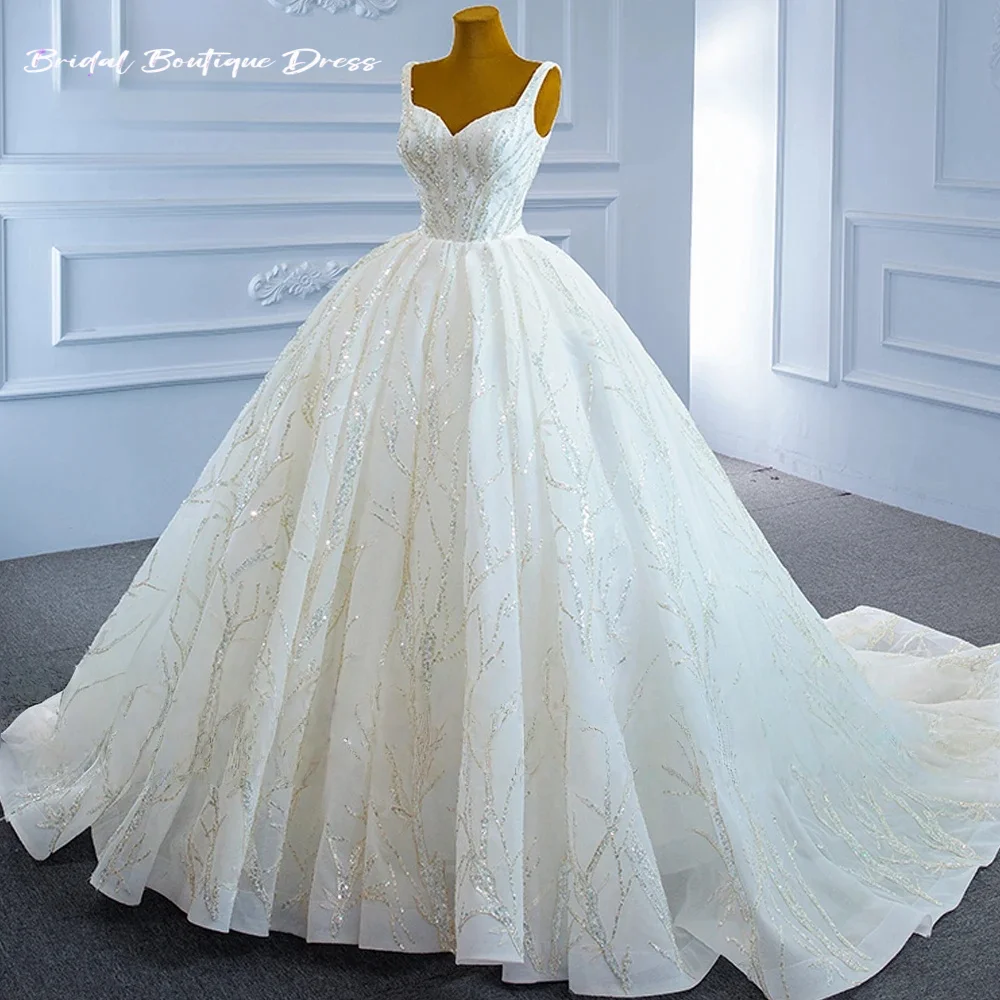 Aangepaste elegante baljurk vintage bruiloft jurken liefje mouwloos vestido de novia kant lovertjes vintage glanzend