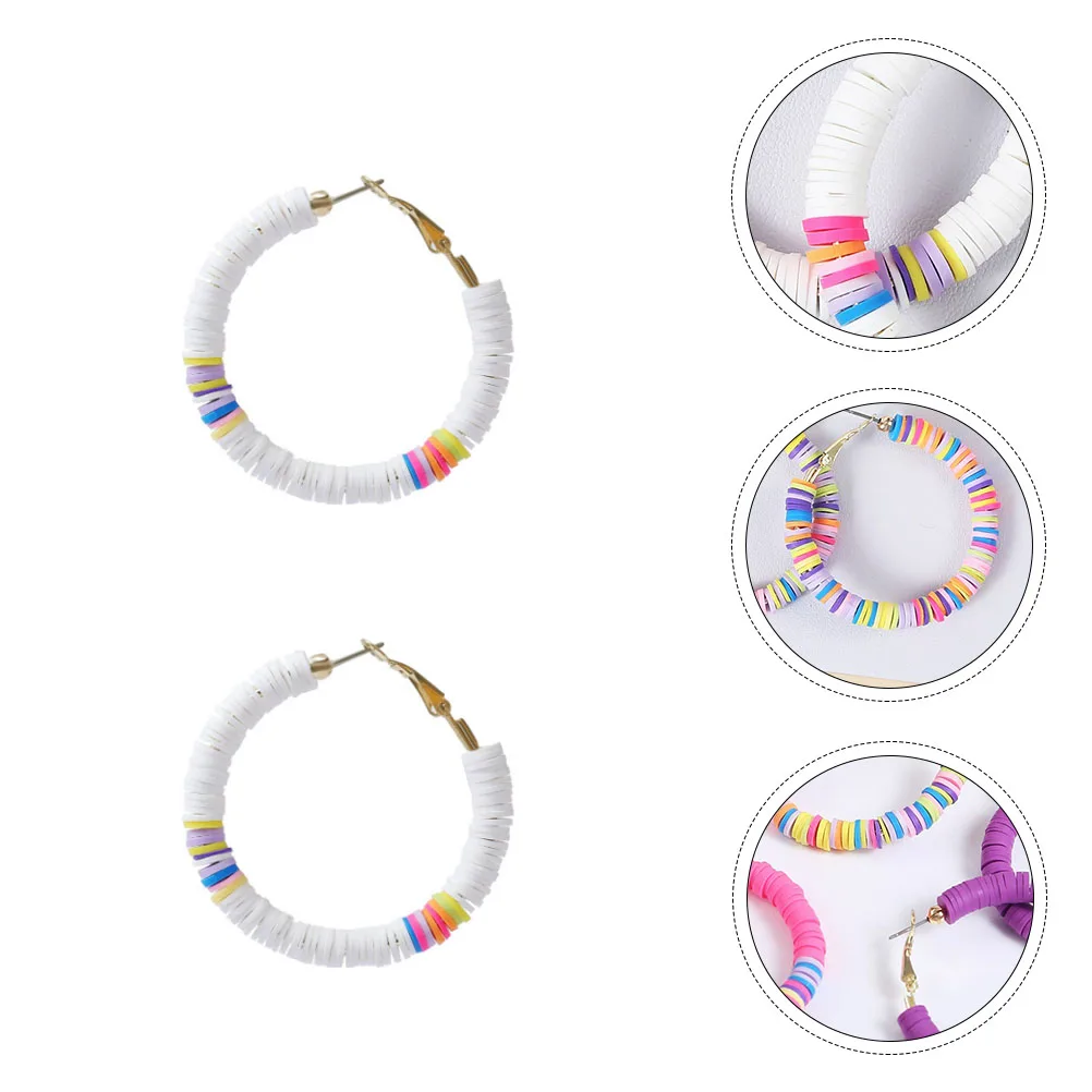 

Trendy Earrings Polymer Clay Beads Stack Colorful Embellishment Natural Bohemia