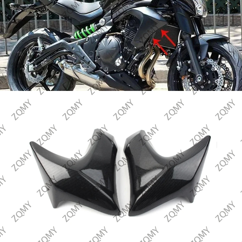 

Carbon Fiber ABS Motorbike Injection Radiator Cover Panel Fairing Left & Right 2Pcs For Kawasaki ER6N 2012 2013 2014 2015 2016