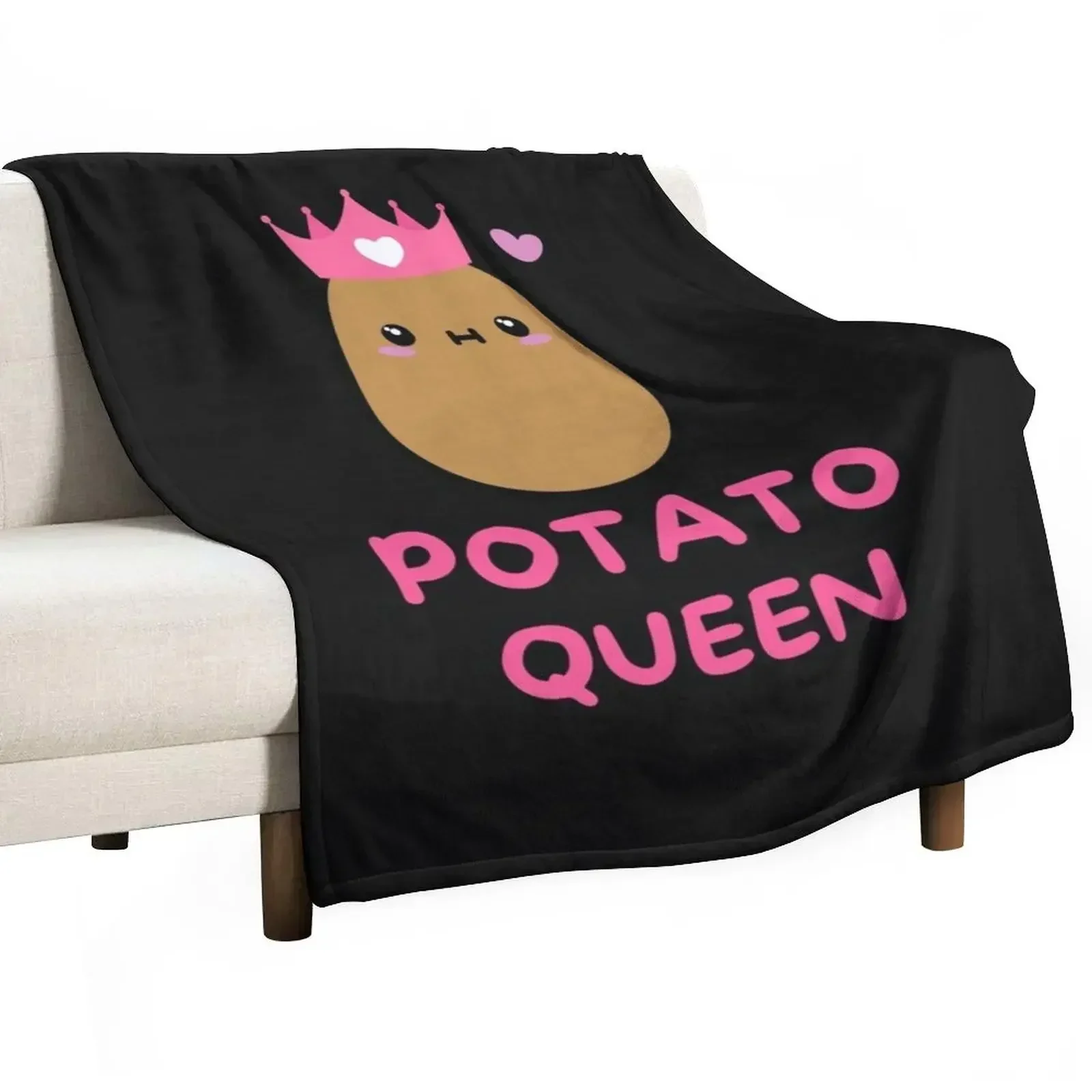 

Potato Queen Funny Potato Gift Cute Throw Blanket sofa bed Blankets For Bed funny gift Blankets