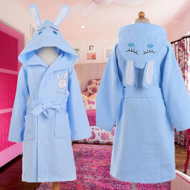 Summer 100% Cotton Child Bathrobe 5-10 Years Kids Good Quality Soft Bathrobe Bath Sleepwear Girls Boys Robes Children's Cloth