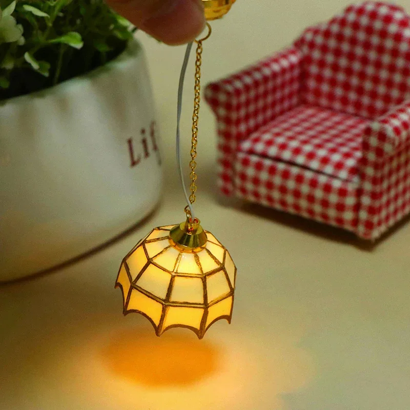 

1:12 Dollhouse Mini Chandelier Ceiling Lamp LED Lamp Wall Lamp Doll Decor Toy