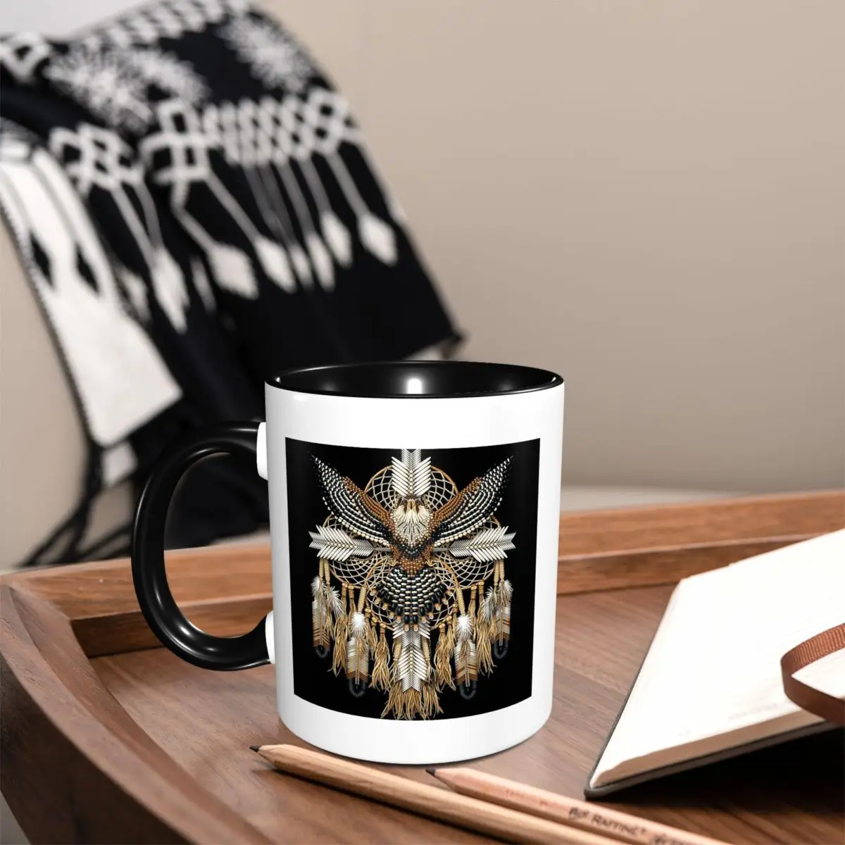 Eagle Native American Art Mug Funny Ceramic Coffee Cups Tea Mugs Milk Cup Drinkware Gift for Friends