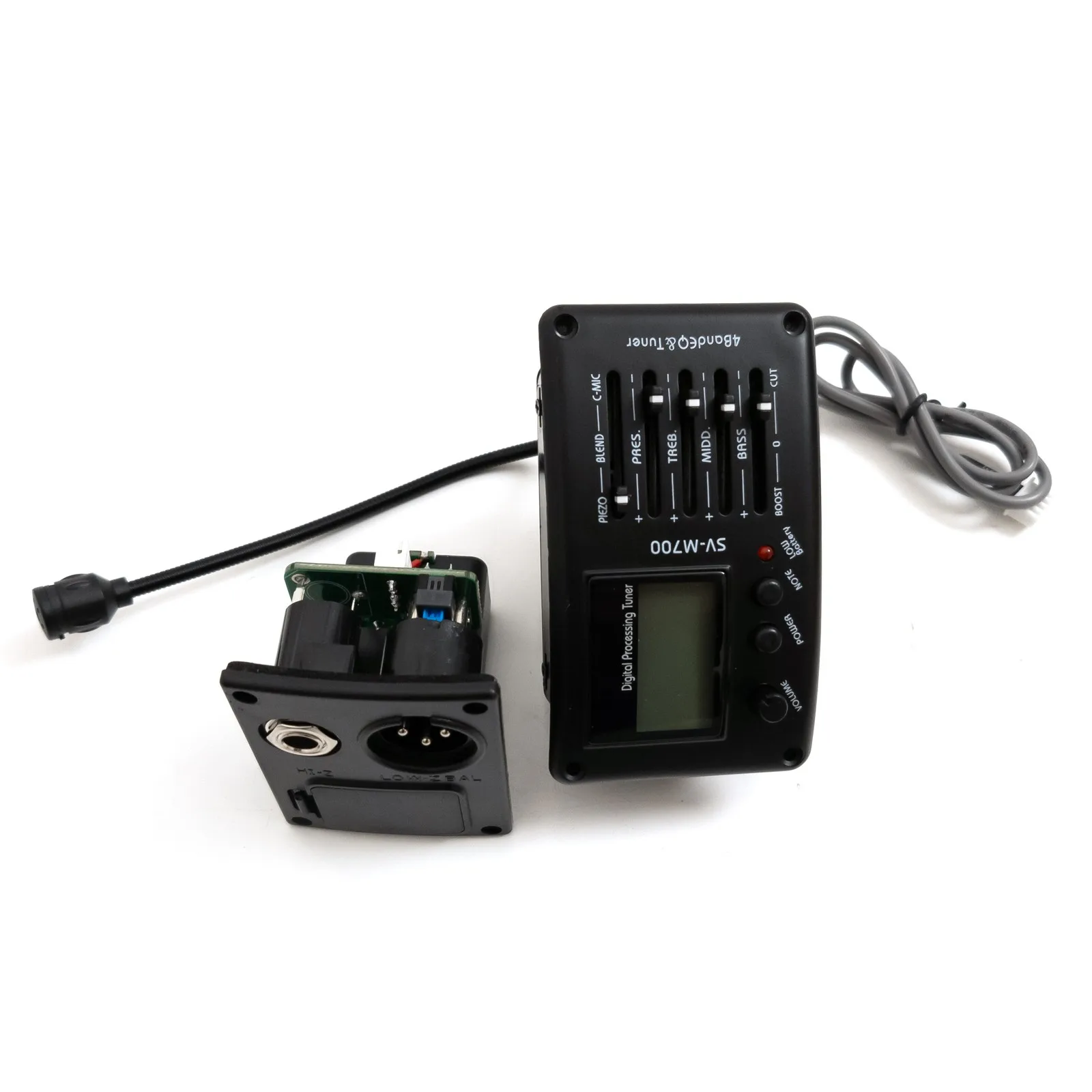 

Передний усилитель звукоснимателя для акустической гитары, 4-полосный эквалайзер с тюнером и микрофоном, цифровым ЖК-дисплеем, ручкой громкости, басами