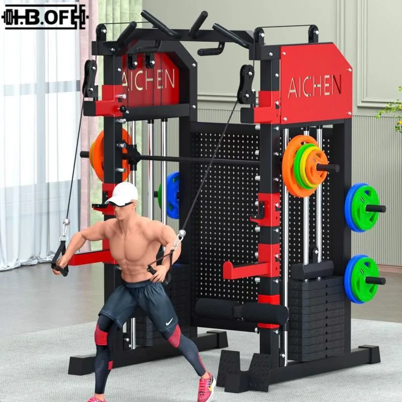 مدرب شامل لصالة الألعاب الرياضية التجارية سميث مع فتحة خلفية وإكسسوارات معلقة مع إطار جسرية لوحة الحديد 100 كجم #4