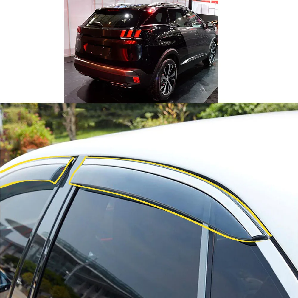 Car Styling Sticker Plastic Window Glass Wind Visor Rain/Sun Guard Vent Parts For Peugeot 4008 2011 2012 2013 2014 2015 2016