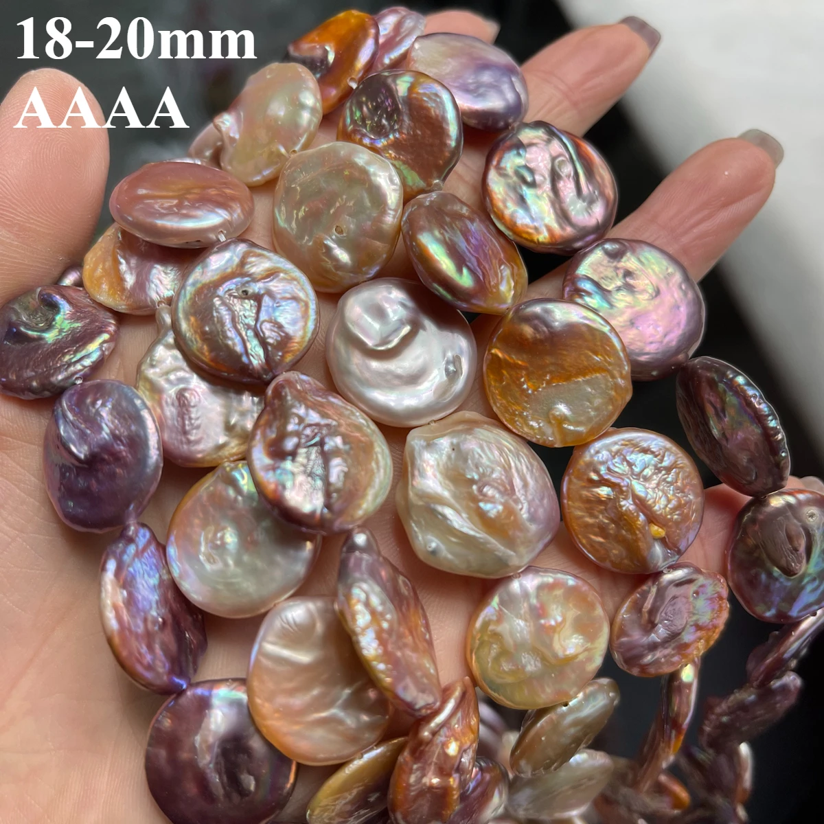 

18-20mm 4A Natural Freshwater Purple Baroque Round Button Pearl Big Bead Gift Jewelry Make DIY Necklace Bracelet Accessories