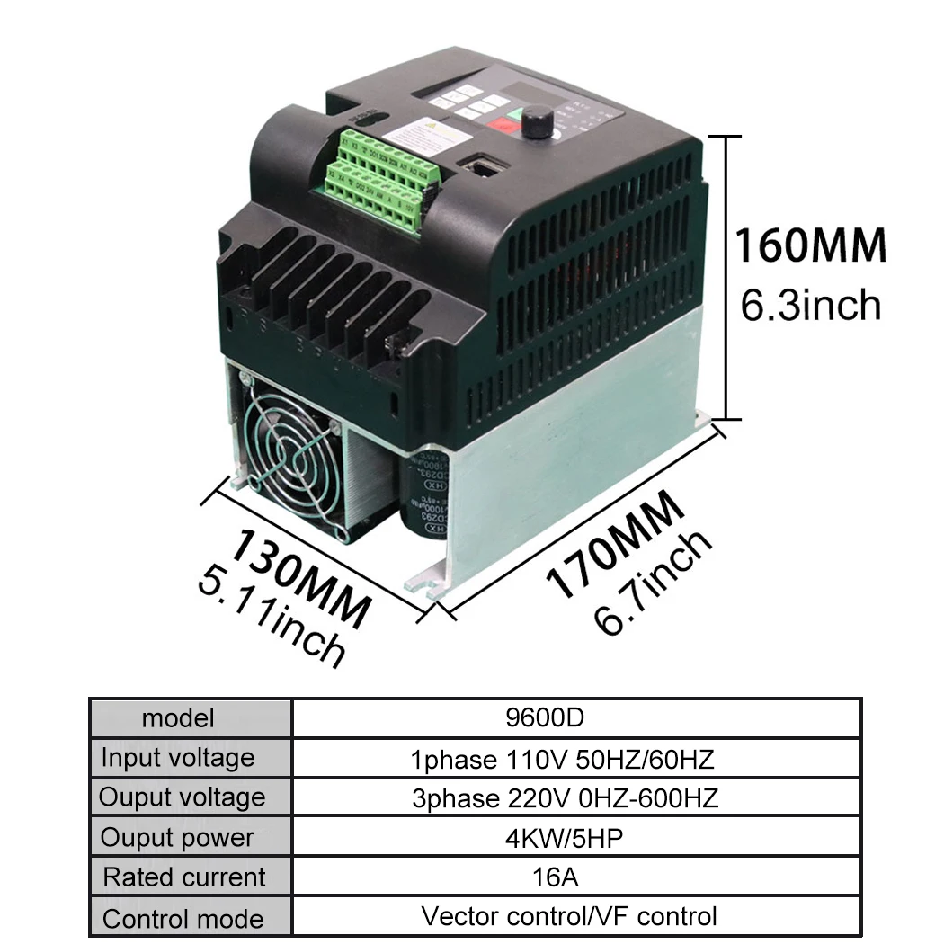 VFD العاكس 0.75/1.5/2.2/4/5.5/7.5KW محول التردد 1 المرحلة 110 فولت المدخلات إلى 3 المرحلة 220 فولت الناتج متغير التردد العاكس