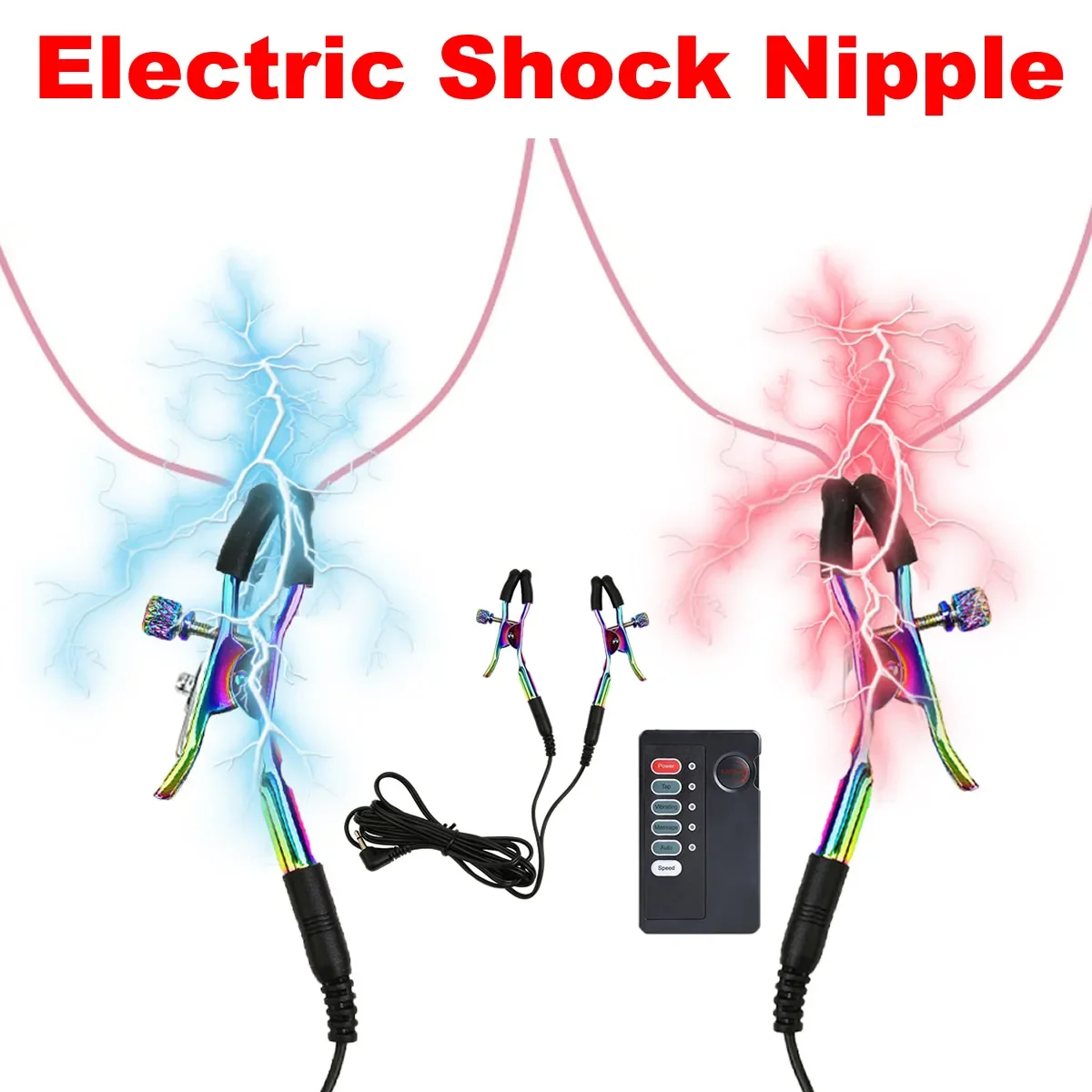 Electric Shock Nipple Clamps Stimulation Powerful Breast Clitoris Clip Sex Toys BDSM Flirting Toy Pulse Full Body Massager Pads