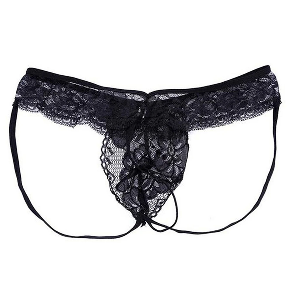 Men Lace See Through Thong Panties Sissy Gay Bulge Pouch G-string Briefs Underwear Back Hollow Erotic Jockstrap Underpants