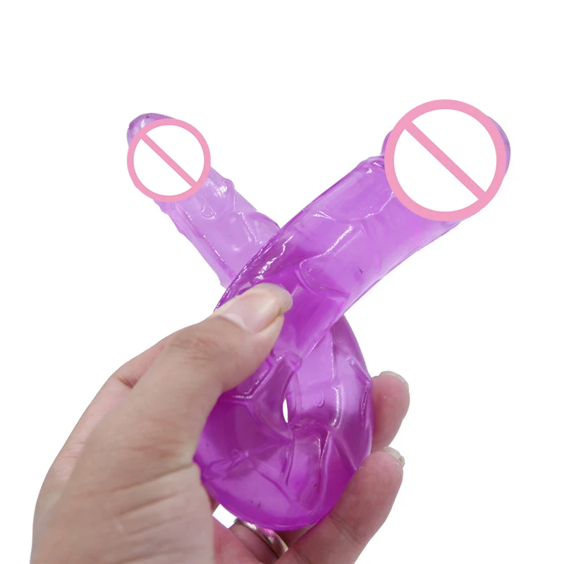 Double Sided Dong Jelly Dildo Penis Dick U Shape Artificial Penis Vagina Anal Plug G Spot Massager Lesbian Sex Toy For Women Man