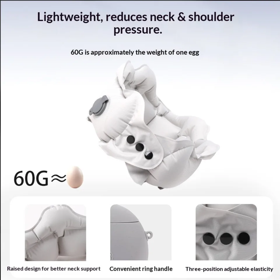 U-shaped Ice Silk & Air Neck Pillow Summer Use Anti-head-down Mouth Blowing Travel Portable Inflatable Pillow