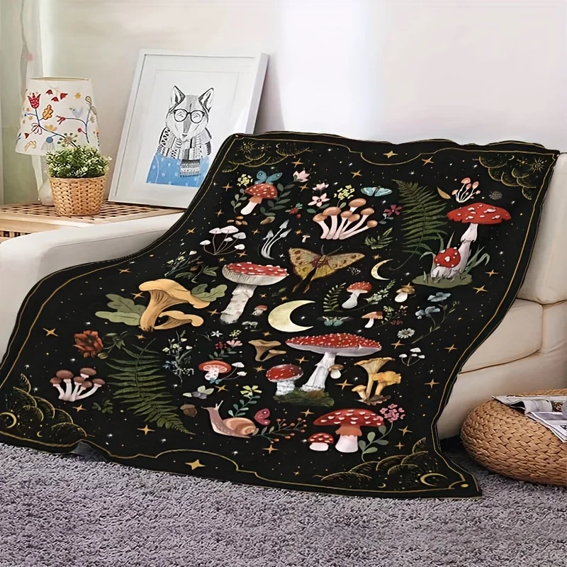 

VIKAMA Fantasy Forest Mushroom Travel Blanket Netflix Explosion Models Sofa Bedroom High-Class Sense Of Customization Blankets