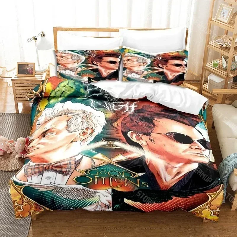 2026 3D Print Good Omens Movie Angels Bedding Set Boys Girls Twin Queen King Size Duvet Cover Pillowcase Bed Boys Adult Bedroom