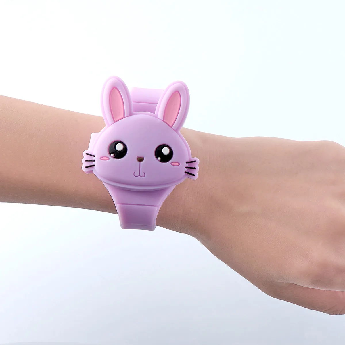 

Силиконовые детские часы в форме мультяшного кролика для детей и малышей, подарок на день рождения, сувенир для вечеринки, подарок на бэби-шауэр, удобные, приятные для кожи