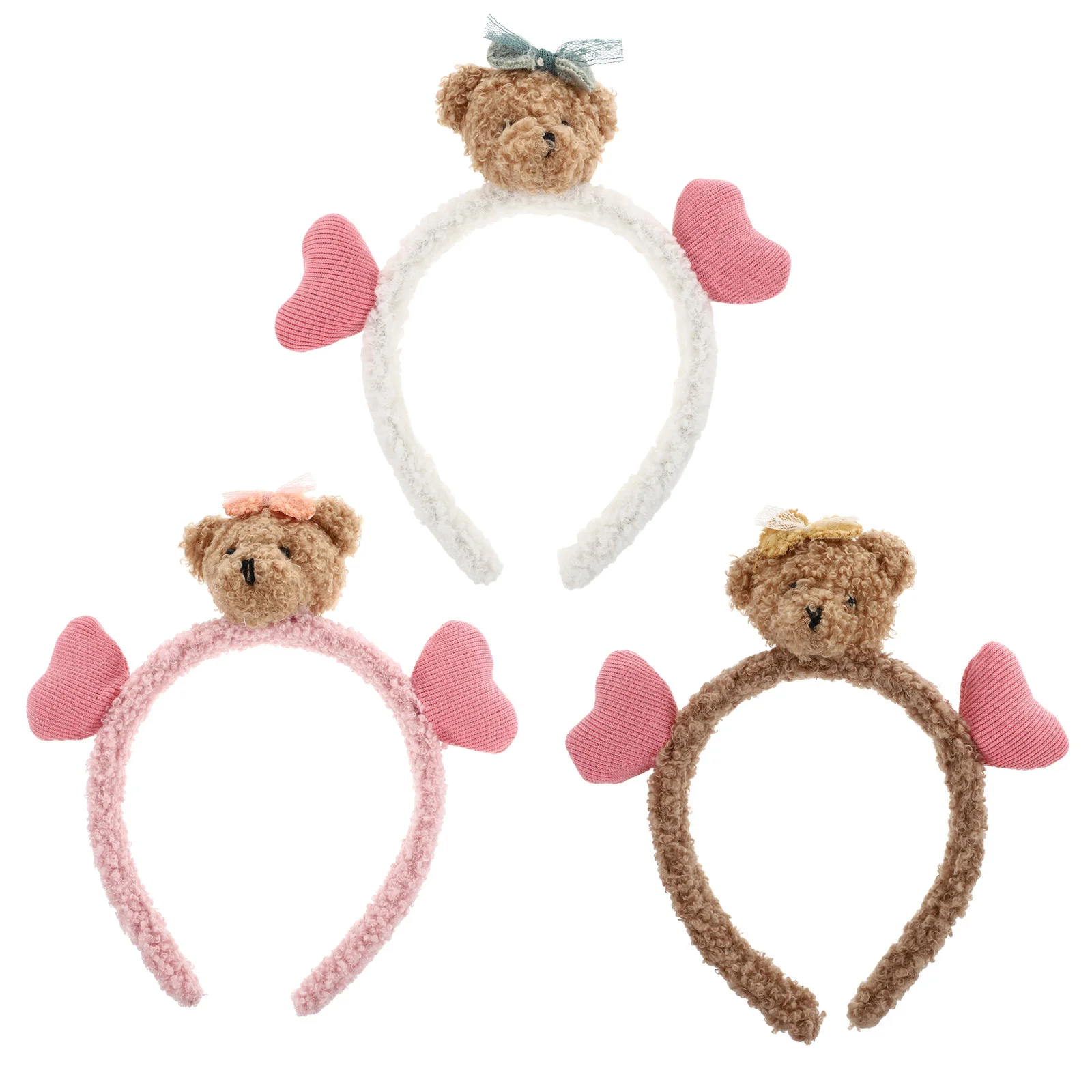 

3 Pcs Bear Ears Hair Accessories Ribbons Xmas Decor Girls Headwear Band Adorable Hoops Resin Lovely Headdress Women's