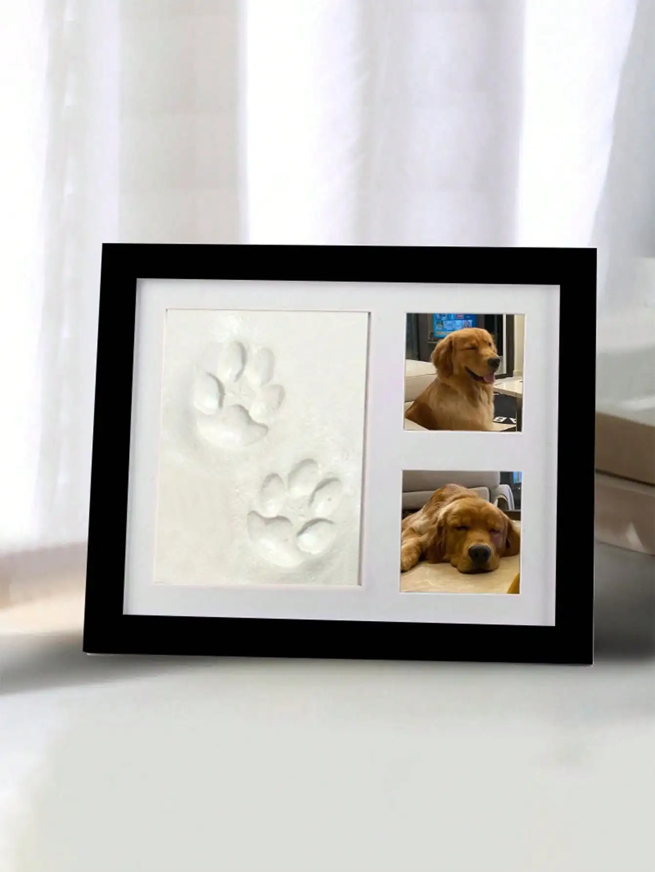 Pet Paw Print Photo Frame Dog Cat Footprints Commemorative Mud Table Photo Frame Baby Hand and Foot Print Photo Frame