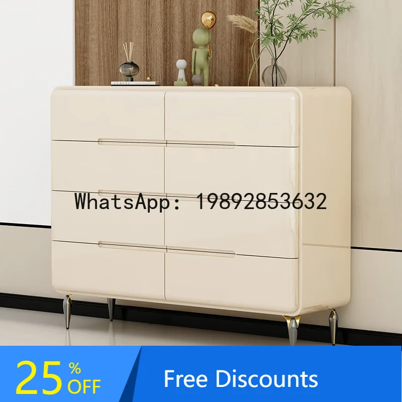 

YFY Cream Style Solid Wood Bedroom Chest of Simple Six-Drawer Storage Cabinet Five-Drawer Living Room Eight-Drawer Cabinet