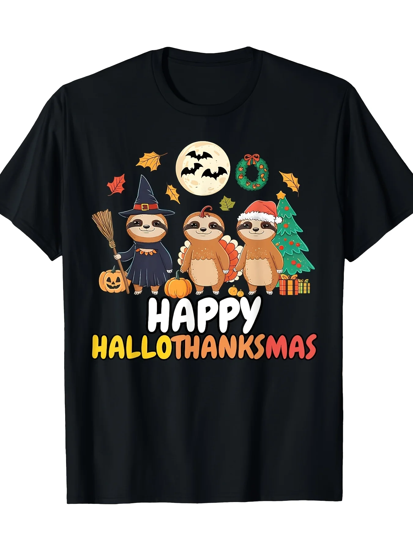 Adult Casual T Shirt Cute Cartoon Snowman Decorated With Xmas Light Strings Top Hat Red Scarf Printed Daily Top
