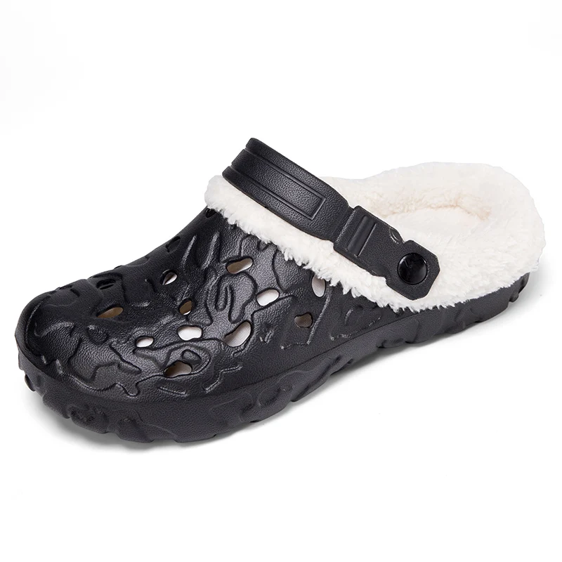 

Зимние сабо, хлопковые тапочки для мужчин и женщин, теплая хлопковая обувь, короткие плюшевые тапочки, уличные домашние пушистые сабо, мужские большие размеры 46