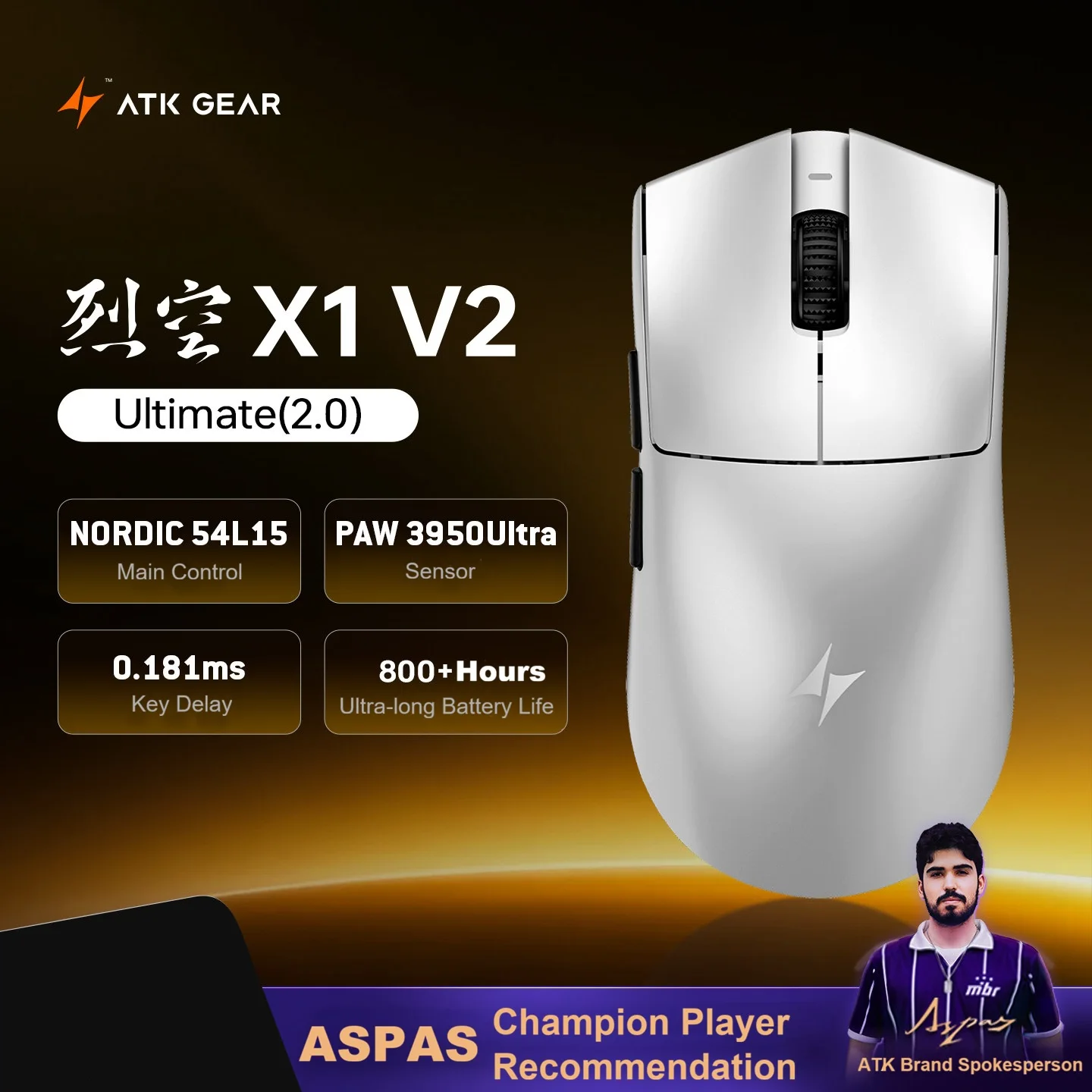 ATK X1 V2 Ultimate 2.0 Mouse Wireless PAW3950Ultra 54g Lightweight 42000DPI 750IPS 0.163ms Low Latency Gamer Accessory Gifts image 3
