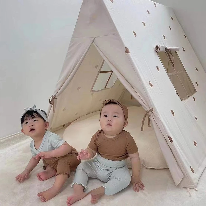 Korean Ins Bear Triangle Tent Indoor Game House Baby Climbing Tent Children's Room Decoration Toys