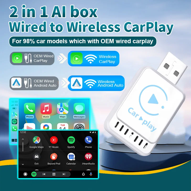 

Supports Wireless & Wired ConnectionsApple Carplay&ampAuto Connection for Ford F150 Focus Mustang Kia Hyundai Nissan