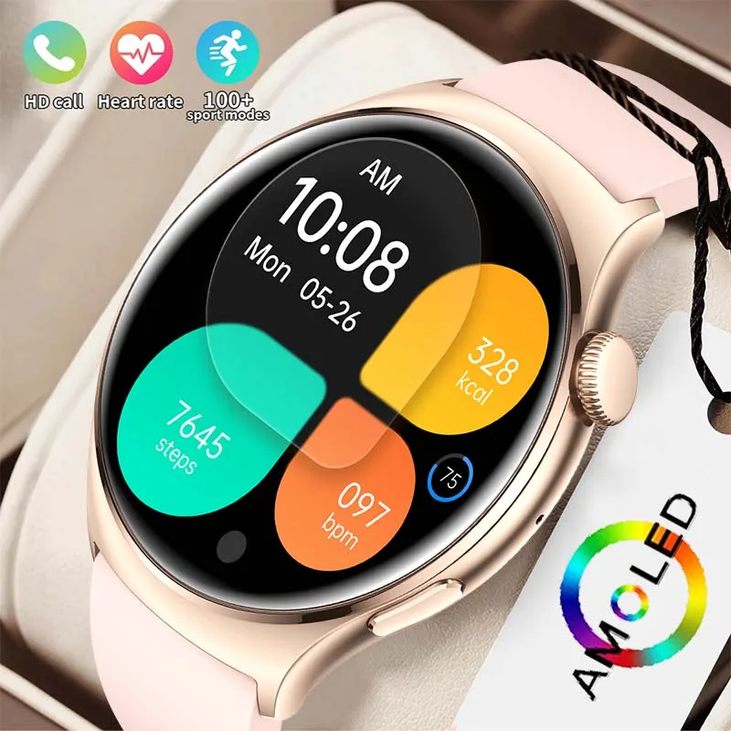 2024 Smart Watch 1.43inch Amoled BT Call Heart Rate Blood Pressure Health Monitor Voice Assistant Tracker Men Women Smartwatch