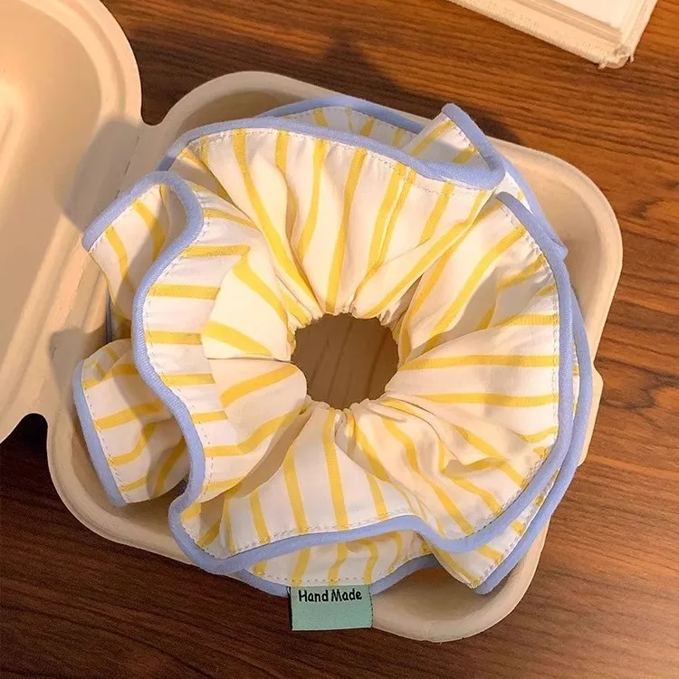 

Cream striped large intestine scrunchies, rubber bands, floral locks, striped scrunchies, hair accessories