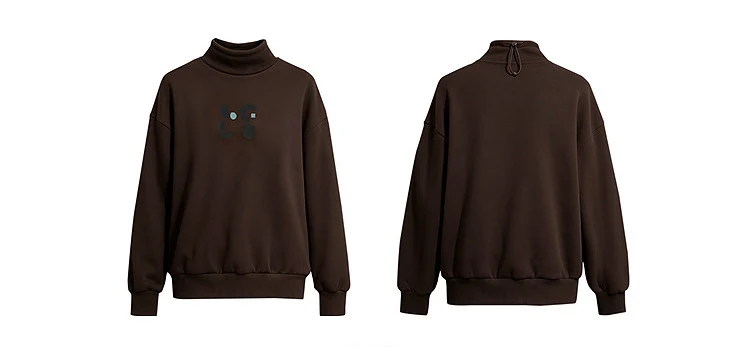 Amii Mock Neck Fleece Lined Sweatshirt Drop Shoulder Oversized Slimming Casual Minimalist Winter Women's Sweaters 12614002