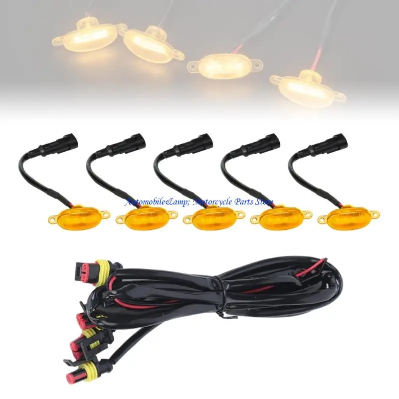H7BD Front-End Running Light Set 12V 6W with Five LED Lamps and One-to-Five Harness for Pickup Grille Styling Projects