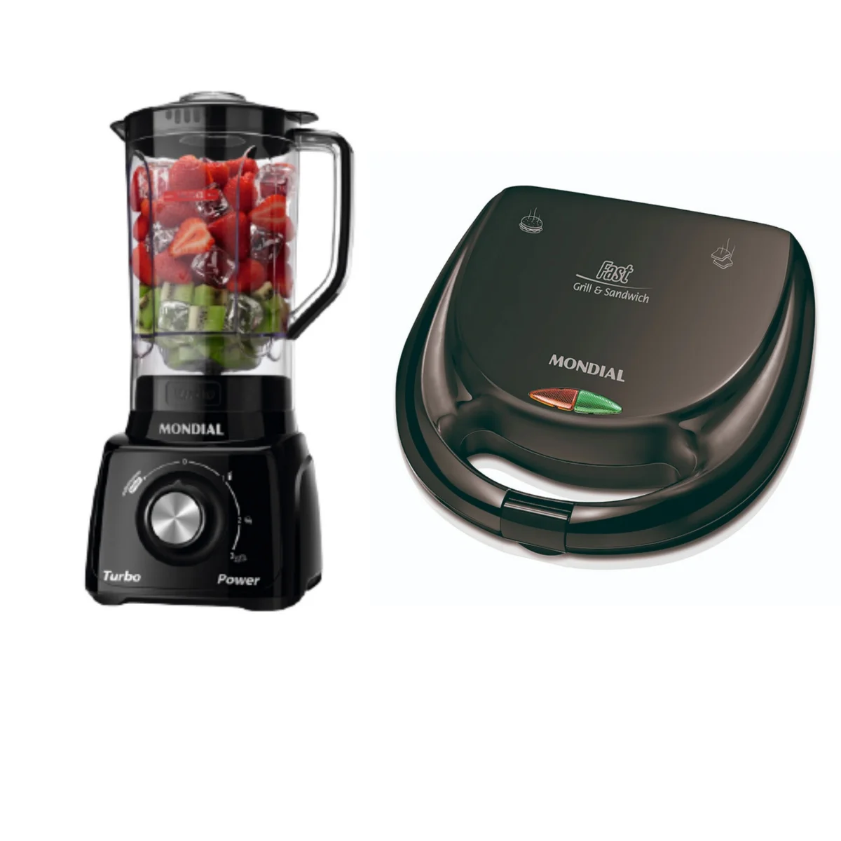 Black Mondial Premium Sandwiches Kit + Blender 110V