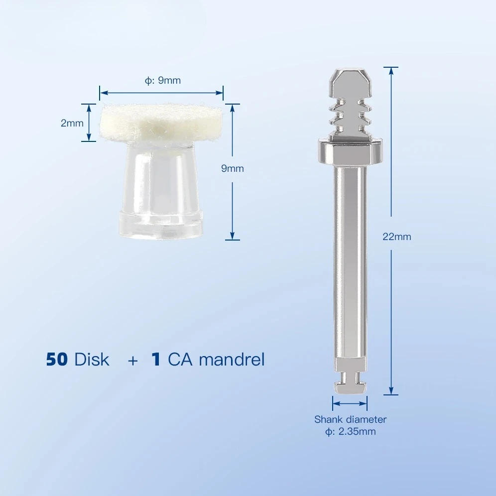 50 قطعة/صندوق AZDENT قرص تلميع مركب للأسنان معجون تلميع عجلة لباد يمكن التخلص منها عالي اللمعان CA مغزل #6