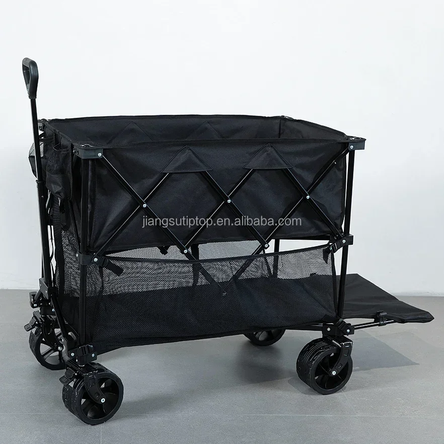 

Beach Trolley Cart Portable 4 Wheels Assembled Collapsible Outdoor Wagon Camping Cart Cart Folding Wagon