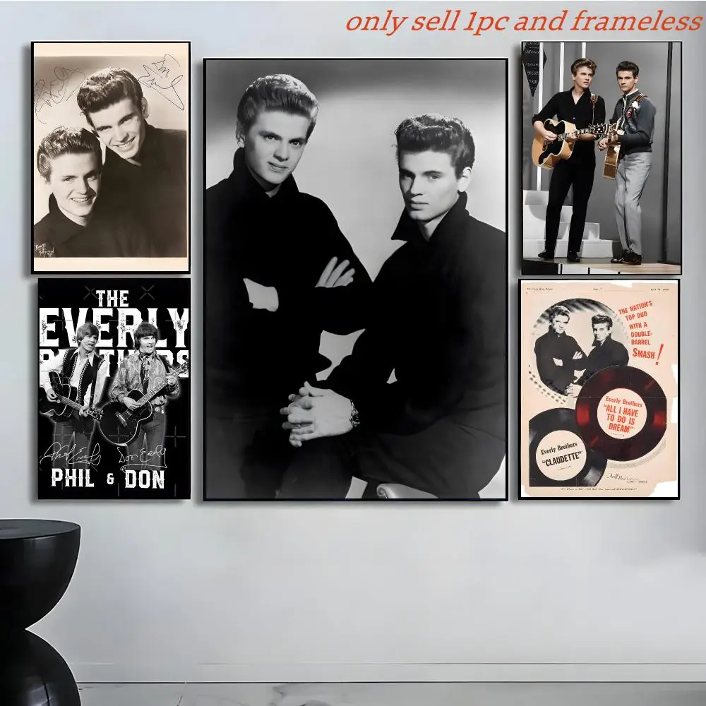 Folk Music T-The Everly Brothers Poster Poster painting with prints Home bedroom living room decoration gift