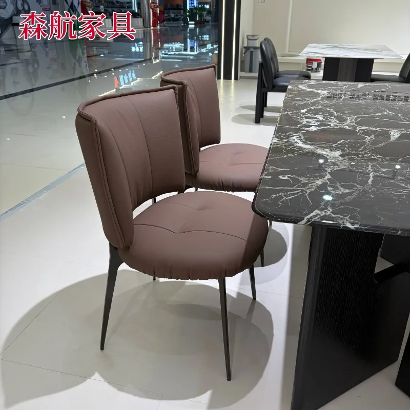 Foshan Italian minimalist dining chair household high-end leisure soft bag restaurant chair designer model room cafe chair