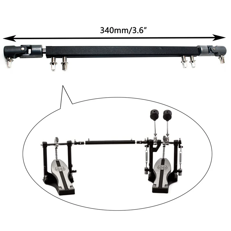 Pedal de tambor de doble patada, eje de transmisión, Pedal de tambor de bajo de acero, brazo conector de enlace