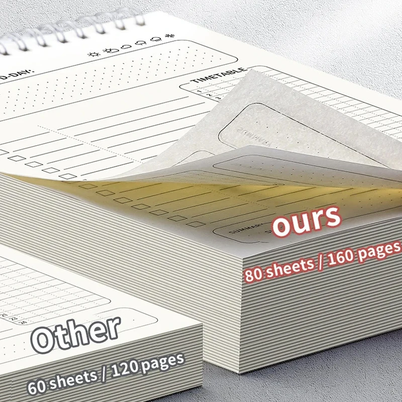 1 قطعة جدول مخطط دوامة A5 دفتر جداول الخطة اليومية للقيام قائمة المفكرة 160 صفحة سميكة مكتب اللوازم المدرسية القرطاسية