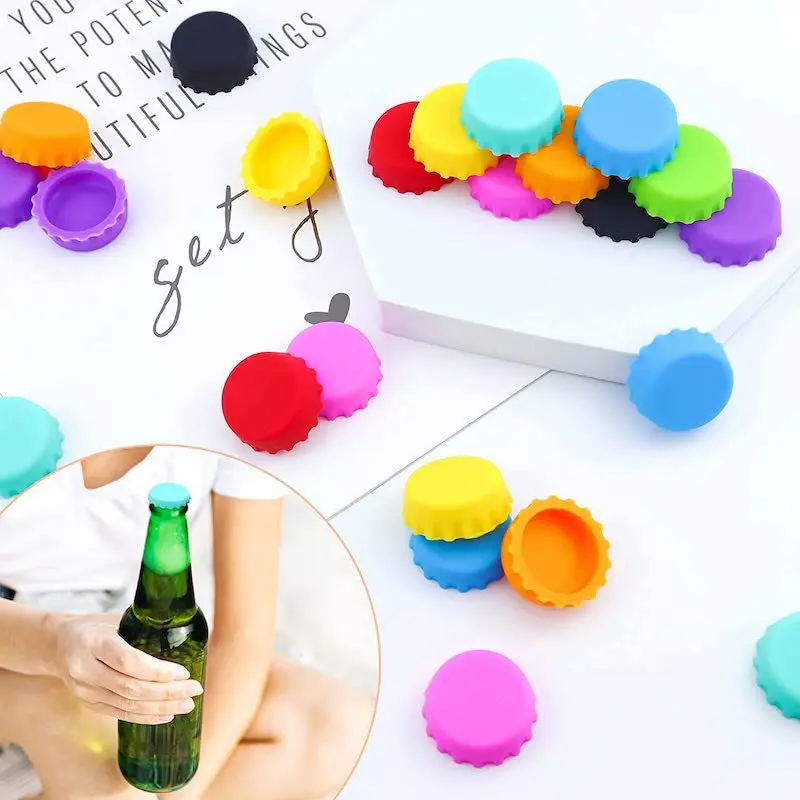 2/6/12pcs Silicone Beer Bottle Cap Preservative Cover Bottle Cover Vinegar Soy Corktail Lid 3cm Wine Stopper Bar Accessories